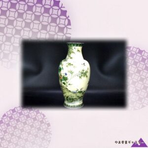 【竹叢に鶴が羽を休める】薩摩焼 錦光山 色絵金彩 花鳥文 花瓶