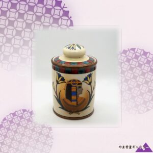 【蓮のあいだで女王が横を向く】オールドノリタケ 色絵金彩 エジプト文 蓋物 煙草入