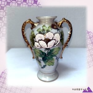 【花弁に降り積もる硝子の粒】オールドノリタケ コラレン 花文 両耳花瓶 金彩