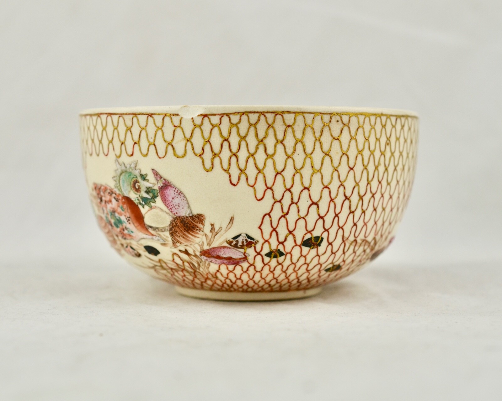 【金の網が潮騒を掬う】薩摩焼 盛上 色絵金彩 貝尽くし文 鉢 - 画像 (3)