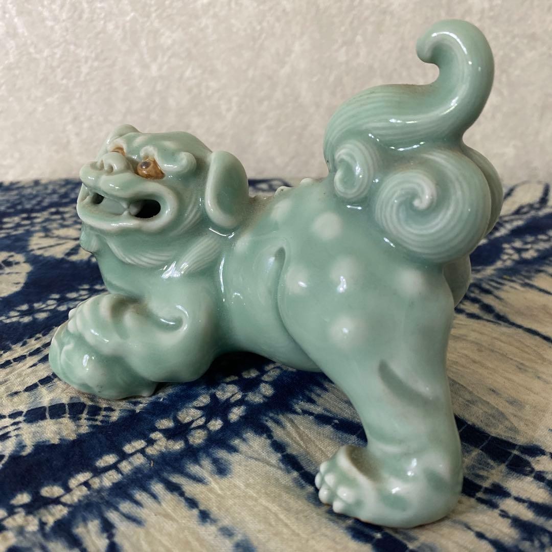 【青の静けさに獅子が笑む】青磁 唐獅子 置物 - 画像 (3)