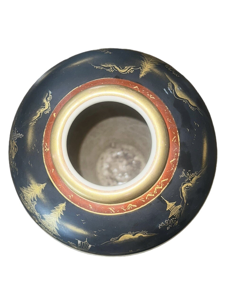 【霧が晴れて金の伽藍が現れる】薩摩焼 金彩 山水楼閣文 花瓶 墨彩 - 画像 (3)