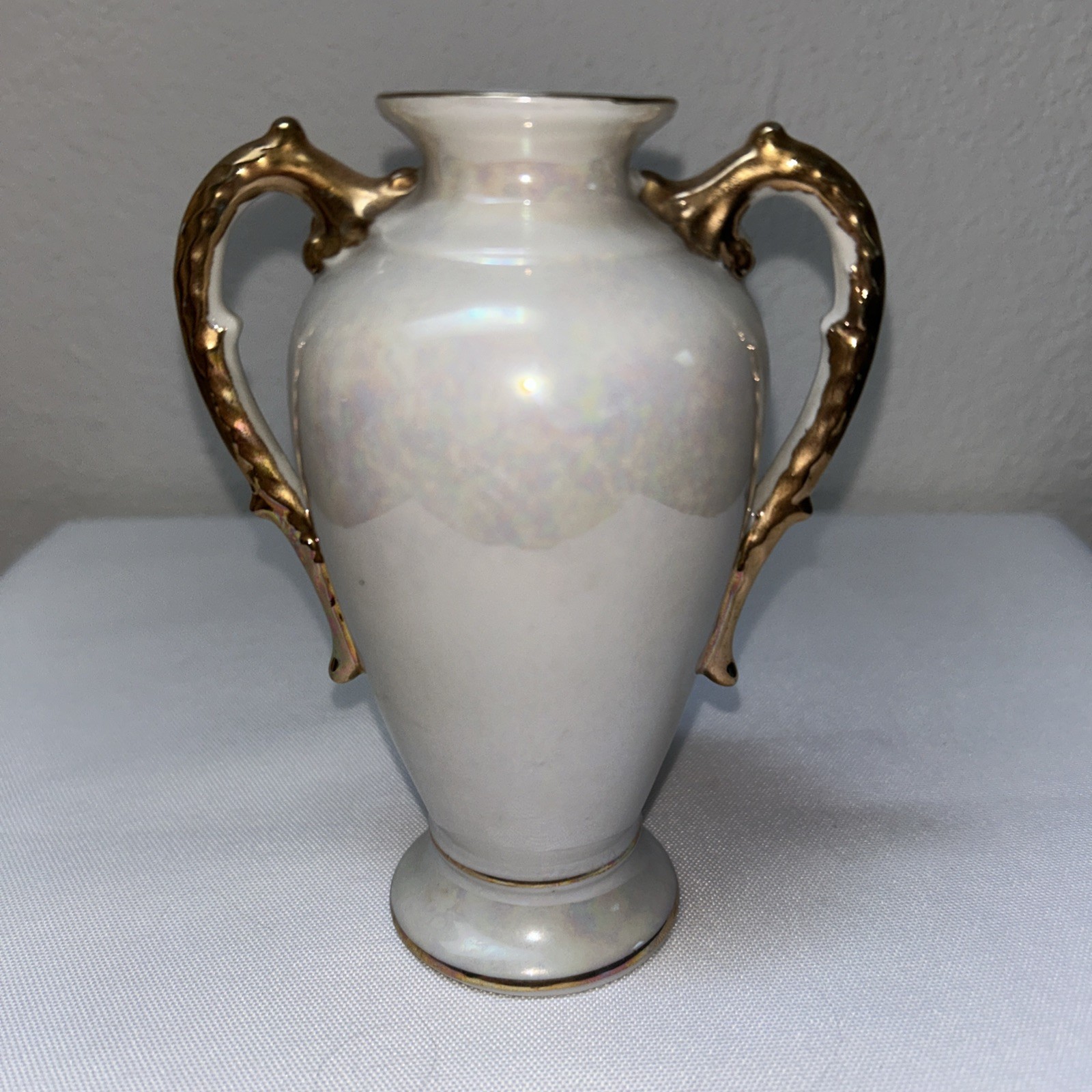 【花弁に降り積もる硝子の粒】オールドノリタケ コラレン 花文 両耳花瓶 金彩 - 画像 (3)
