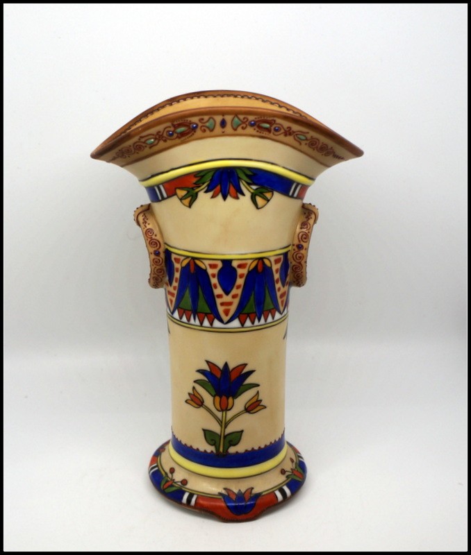 【女王の横顔が異国を運ぶ】オールドノリタケ 盛上 エジプト文 花瓶 ジュエル装飾 - 画像 (3)