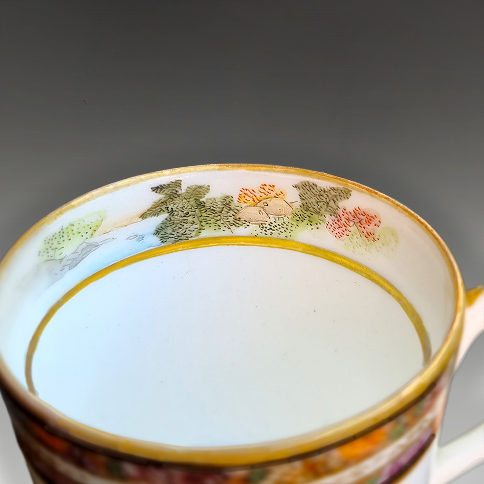 【指先に収まる九つの庭】薩摩焼 錦光山 花詰文 金彩 コーヒーカップ 九客 - 画像 (3)