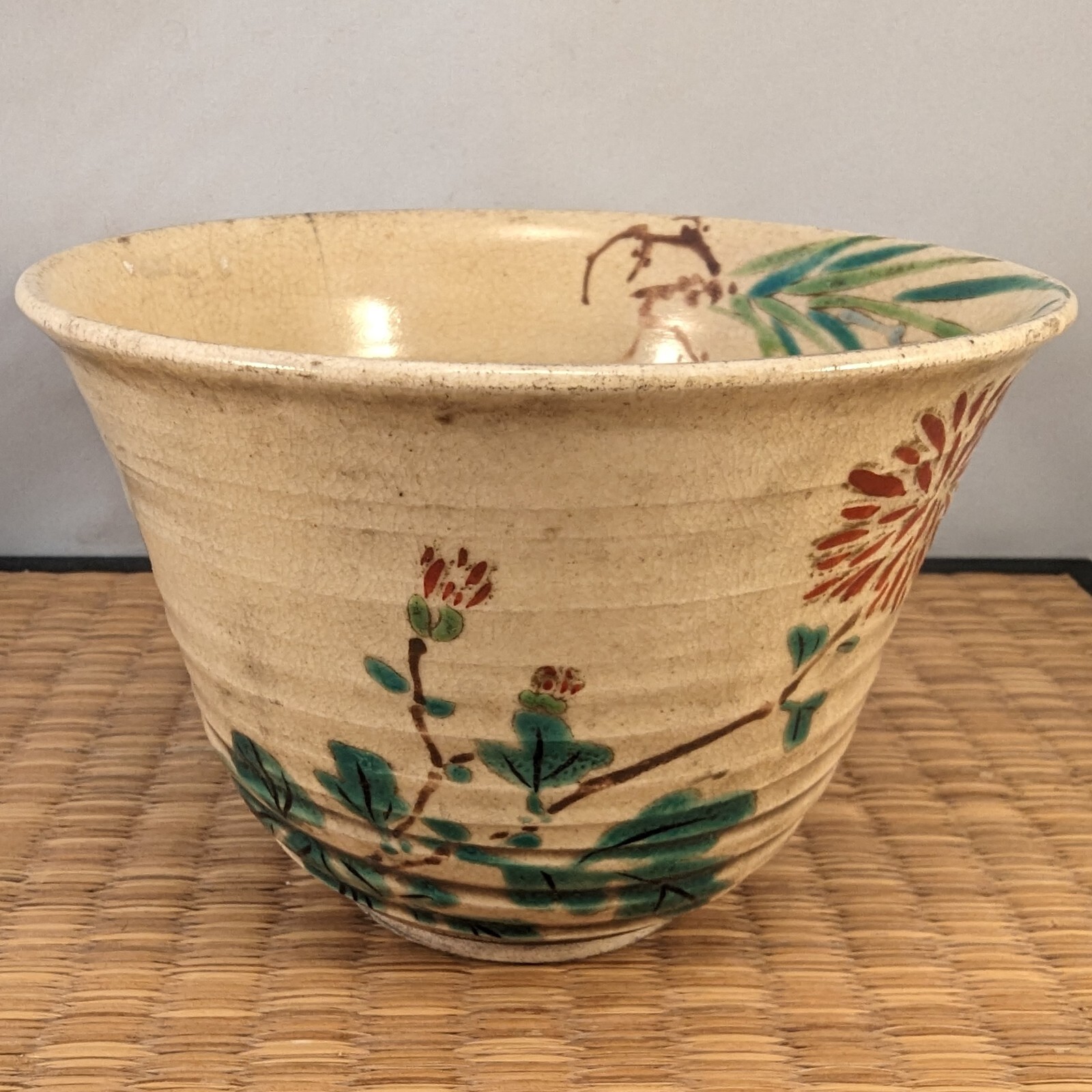 【仁清うつしの静かな彩り】京薩摩 錦光山 色絵金彩 蘭菊竹文 鉢 - 画像 (2)