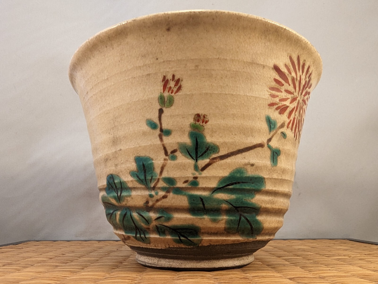 【仁清うつしの静かな彩り】京薩摩 錦光山 色絵金彩 蘭菊竹文 鉢 - 画像 (3)