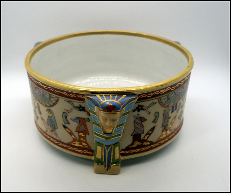 【砂の国の物語をのせる器】オールドノリタケ エジプト意匠 三足 飾鉢 金彩 - 画像 (2)