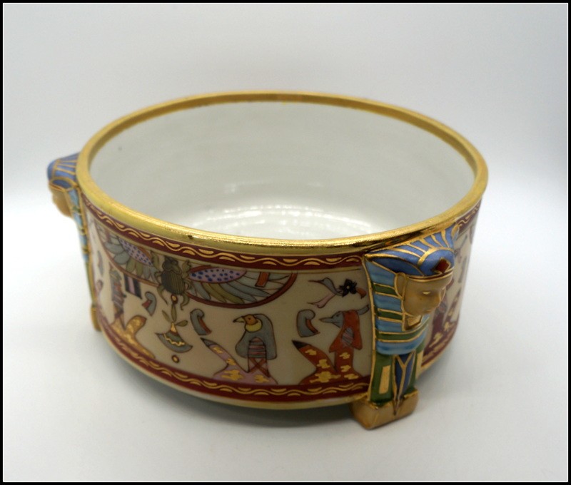 【砂の国の物語をのせる器】オールドノリタケ エジプト意匠 三足 飾鉢 金彩 - 画像 (3)