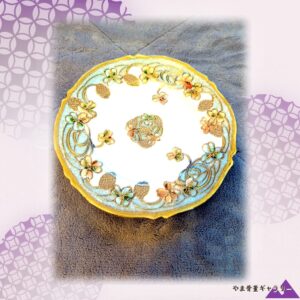 【三つ葉が金の網にからむ】オールドノリタケ 金盛 クローバー文 飾皿 ジュエル装飾