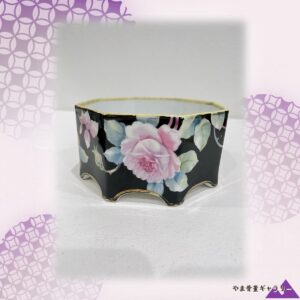 【黒地に薔薇が灯る】オールドノリタケ 色絵 薔薇文 八角鉢 金彩